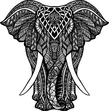 439x450 Black And White Tribal Pattern Elephant Drawing Vinyl