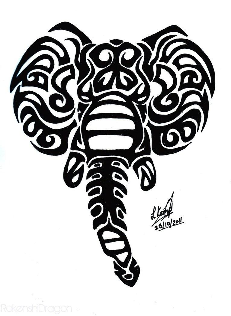 765x1045 Wonderful Black Tribal Elephant Head Tattoo Design Tattoos