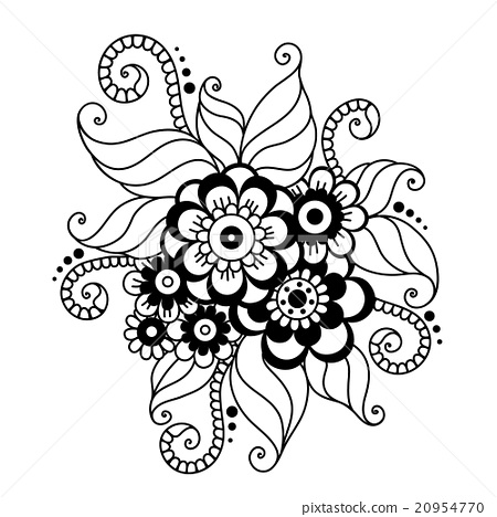 450x468 Hand Drawn Abstract Henna Mehndi Flower Ornament