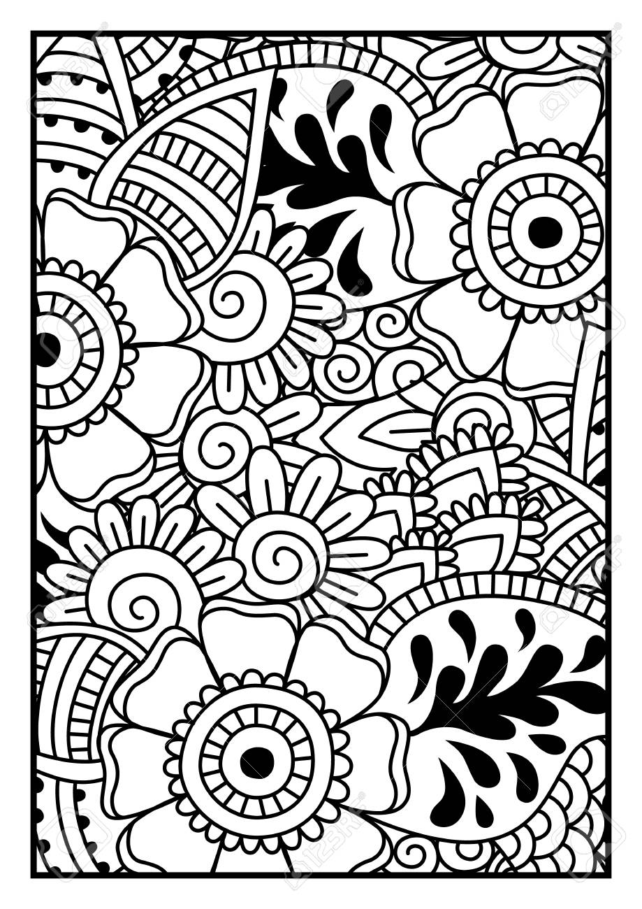 919x1300 Black And White Pattern. Ethnic Henna Hand Drawn Background