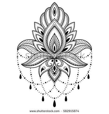 450x470 Drawn Lotus Henna Style
