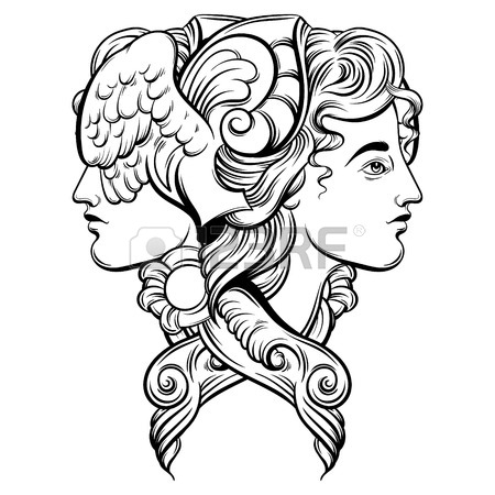 450x450 Vector Illustration Of Hermes. Hand Drawn Artwork With Portrait