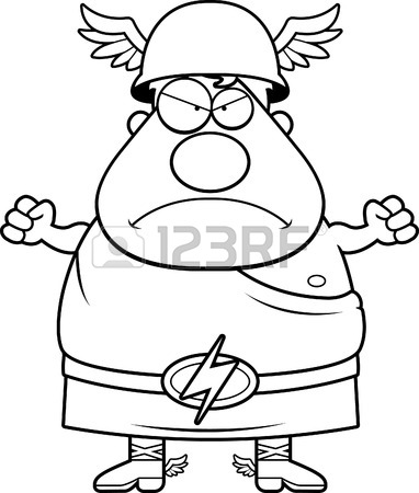 382x450 A Cartoon Illustration Of The Greek God Hermes Looking Angry