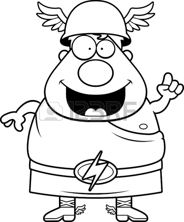 374x450 A Cartoon Illustration Of The Greek God Hermes Looking Happy