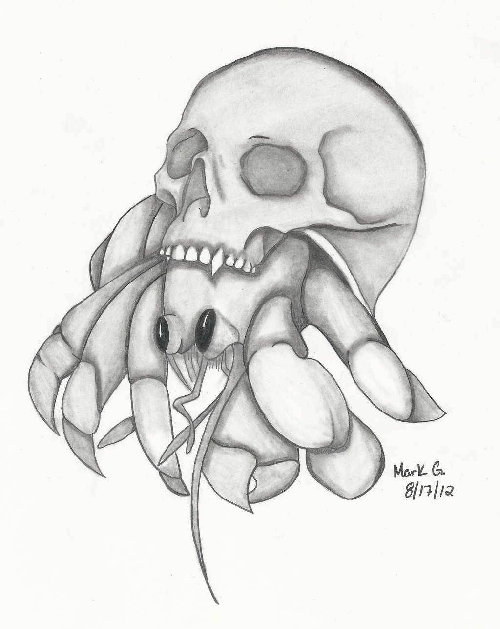 1024x1287 Hermit Crab In Skull By Asylumdesignsllc