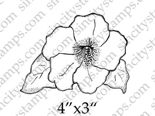 500x375 Hibiscus Line Drawing Flower Art Rubber Stamp By Daniella Hayes