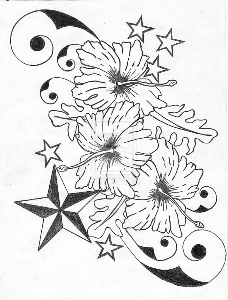 778x1024 Black And White Hibiscus Flower Tattoos Black And White Hibiscus