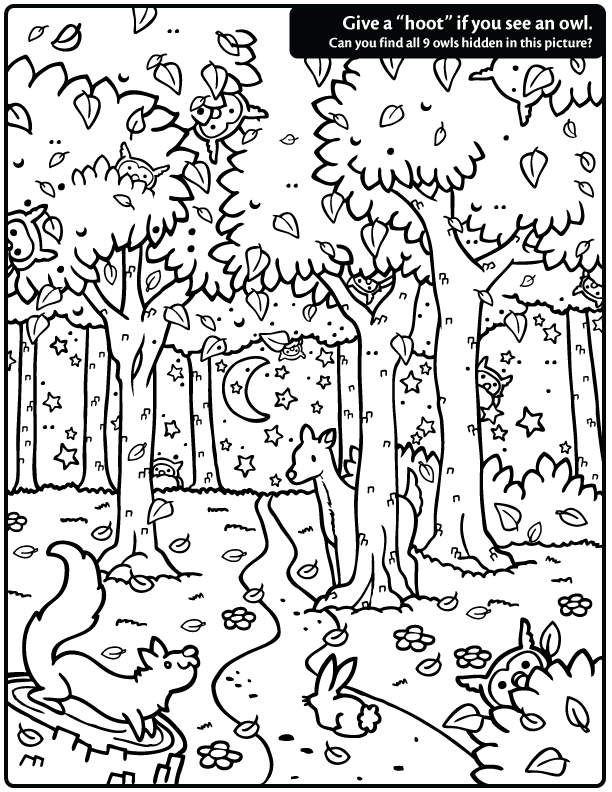 612x792 Hidden Owl Find Coloring Page