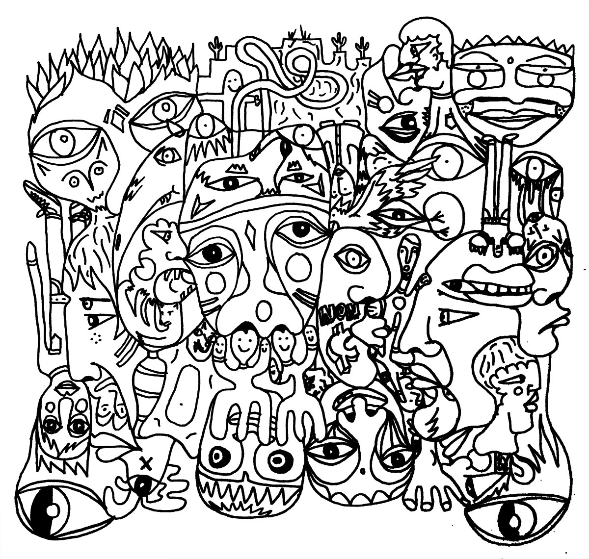 1200x1140 Wolfie Black And White Pen And Character Drawing Including Wolves