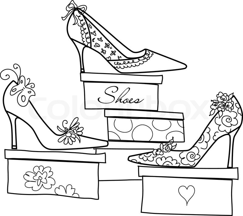 800x709 Girls Love Shoes Stock Vector Colourbox