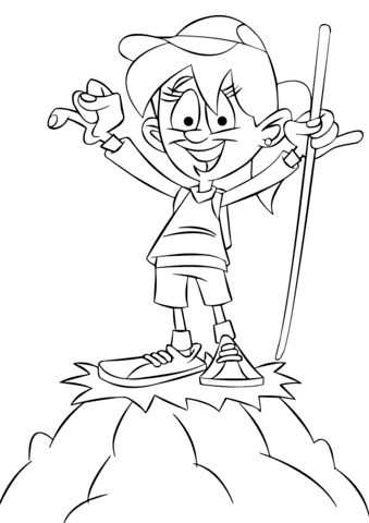339x480 Girl Hiker On A Top Of A Mountain Coloring Page Free Printable