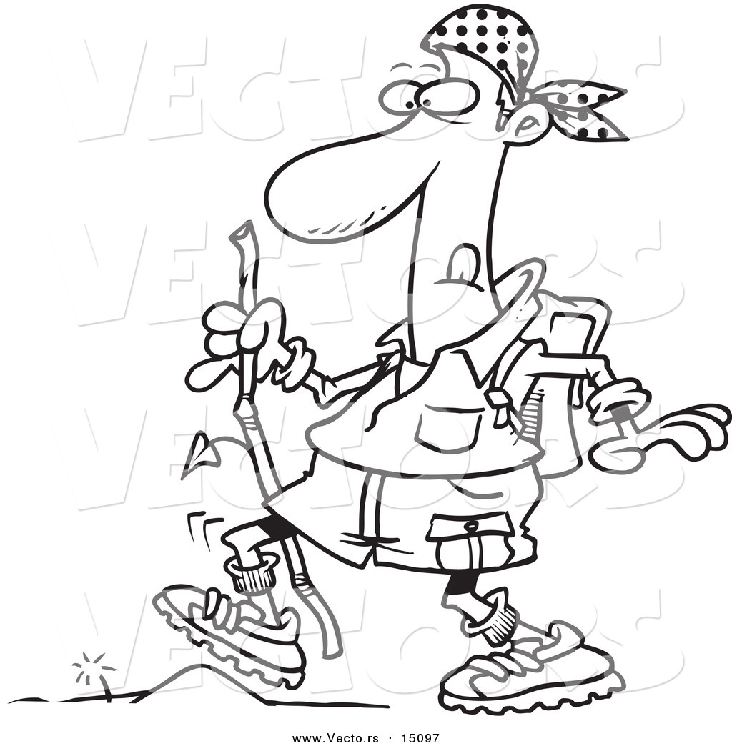 1024x1044 Vector Of A Cartoon Hiker Walking Over A Tiny Obstacle