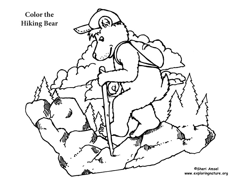 792x612 Hiking Bear Coloring Page