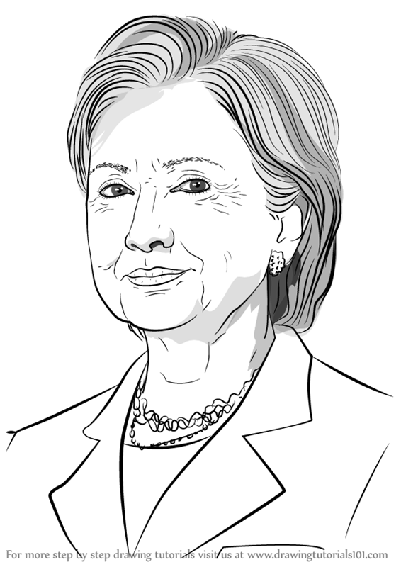566x800 Learn How To Draw Hilary Clinton (Politicians) Step By Step