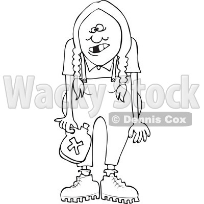 400x400 Of An Outlined Redneck Hillbilly Woman With Braids