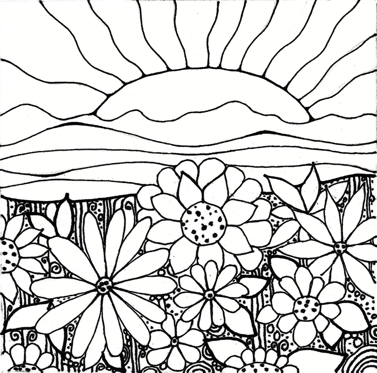 1500x1485 Download Printableadult Coloring Page Digital Hand Drawn Papers By