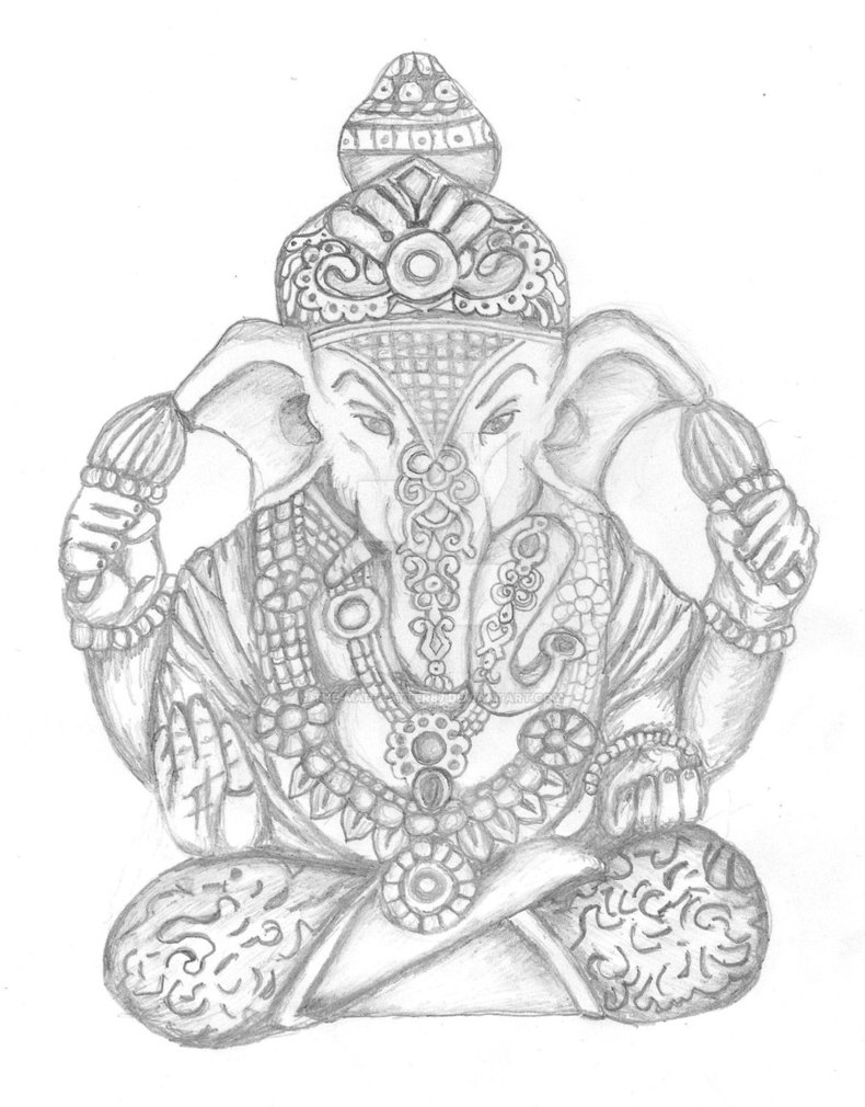 790x1010 Hindu Elephant God Drawing