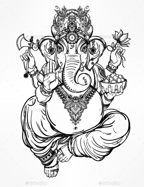 590x767 Hindu Elephant Head God Lord Ganesha Illustration Vector Eps