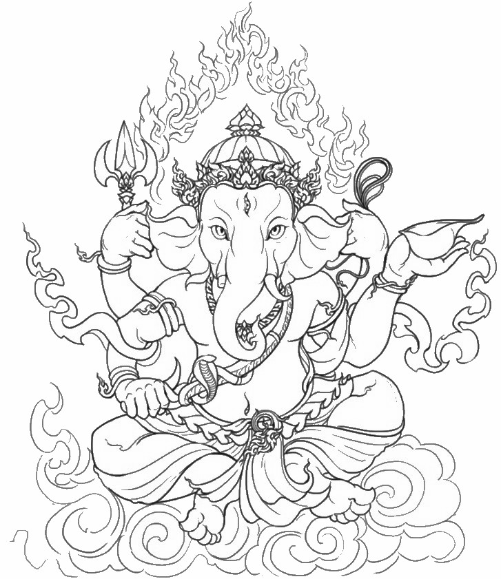 727x841 Hindu Elephant Coloring Pages