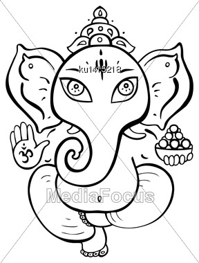 288x380 Hindu God Ganesha Vector Hand Drawn Illustration