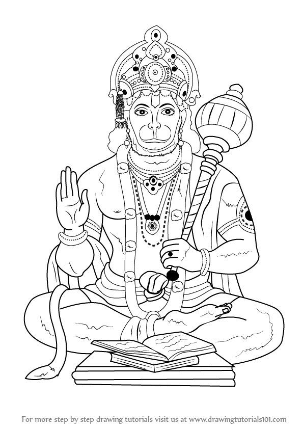 595x844 Learn How To Draw Lord Hanuman (Hinduism) Step By Step Drawing