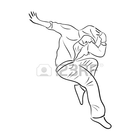 450x450 Hip Hop Man Dancer Vector Contour Sketch Isolated On White