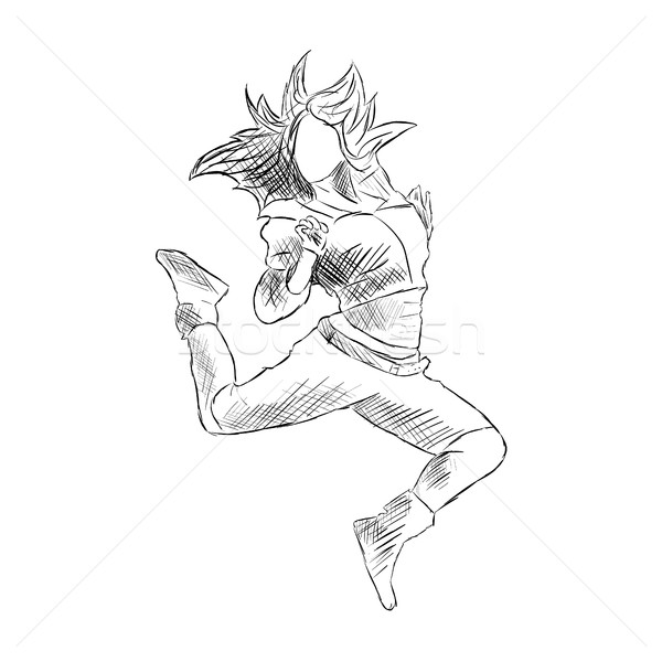 600x600 Hip Hop Woman Dancer Vector Sketch On White Vector Illustration