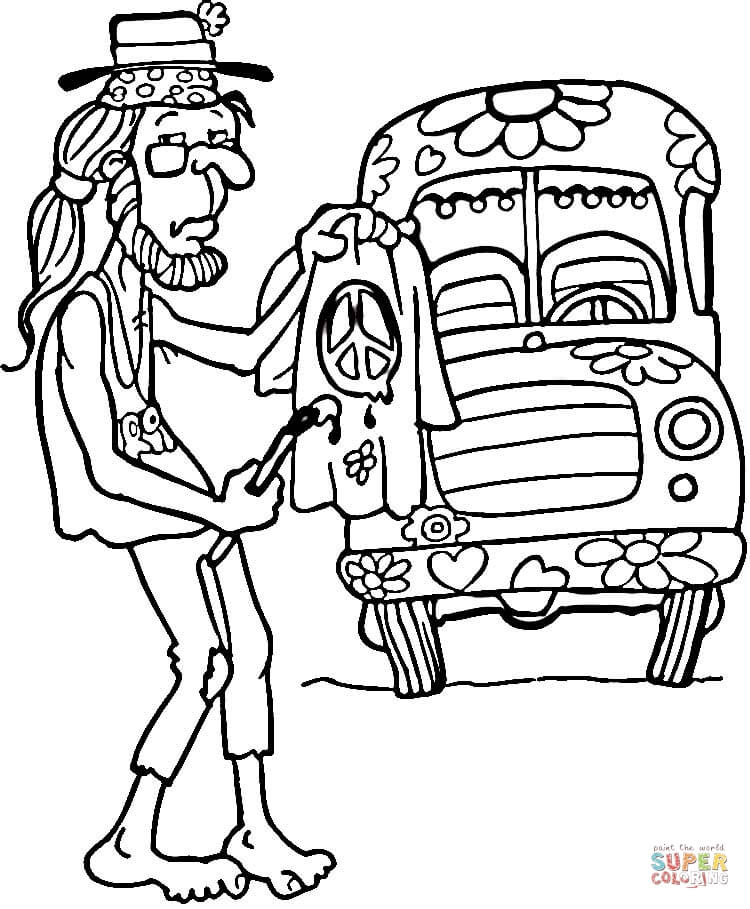 750x909 Hippie Man Coloring Page Free Printable Coloring Pages