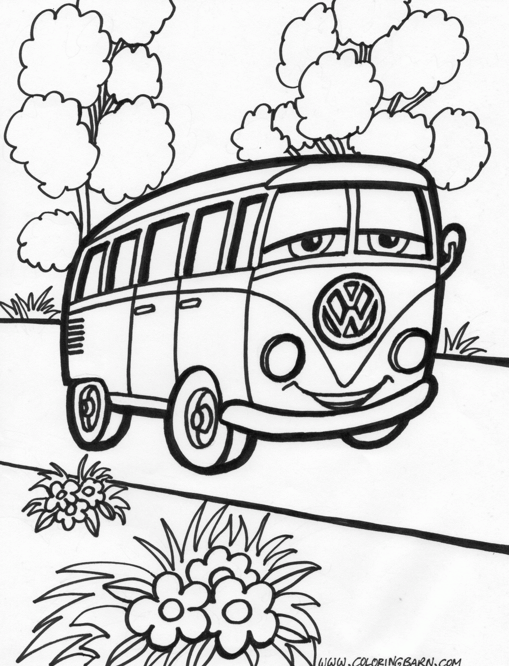 1000x1308 Hippie Van Drawing