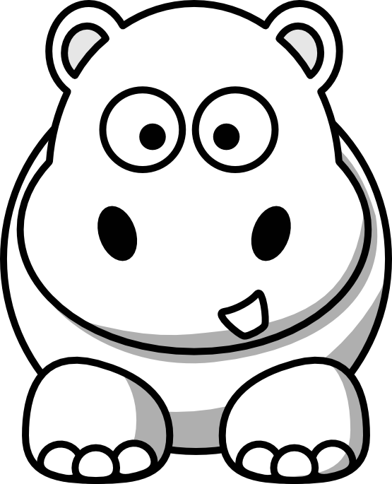 555x685 Cartoon Hippo Black White Line Clipart Panda