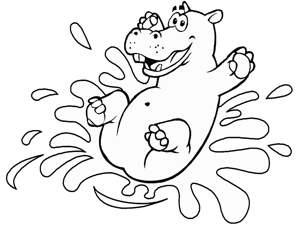 957x718 Cute Hippo Cartoon Coloring Pages