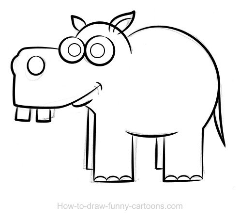 496x454 Hippo Drawing (Sketching + Vector)