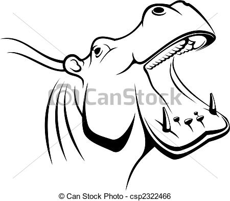 450x393 Sketch Of Hippopotamus Head As A Mascot Clip Art Vector
