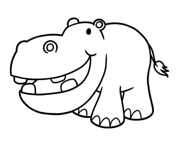 600x470 Hippopotamus Coloring Page For Kids