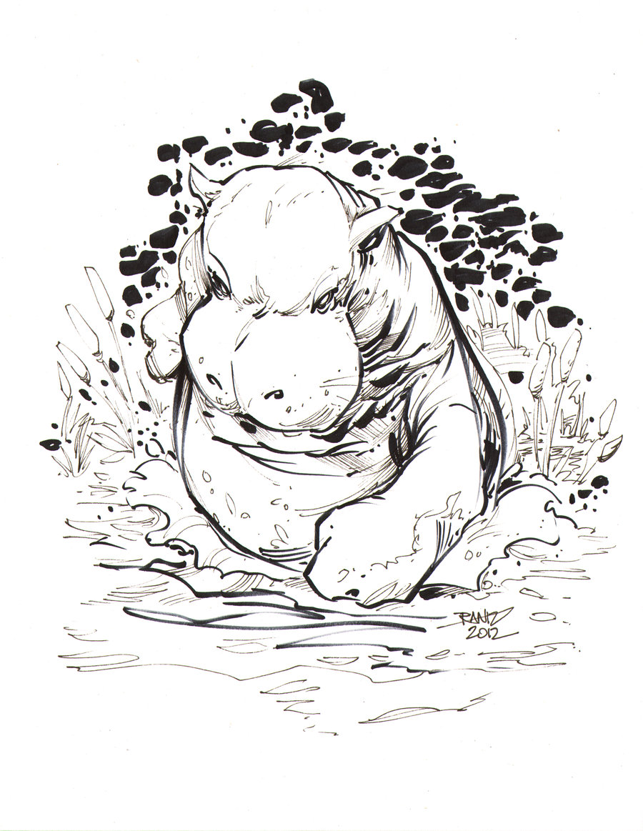 900x1163 Drawn Hippo Angry Hippo
