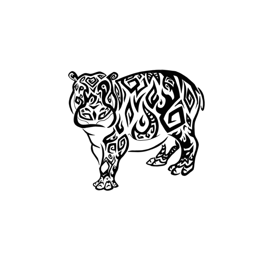 894x894 Tribal Hippo By Ryoukotakihama