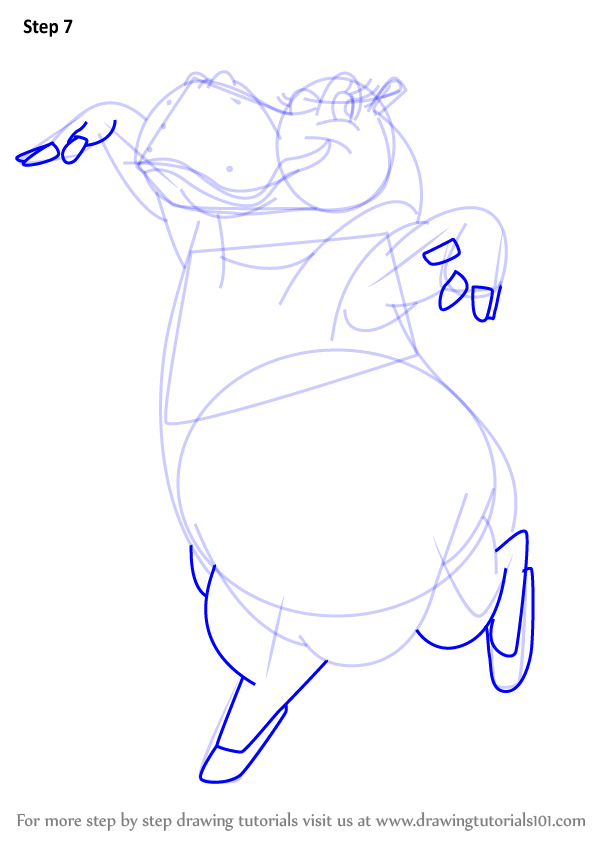 598x844 Step By Step How To Draw Hyacinth Hippo From Fantasia