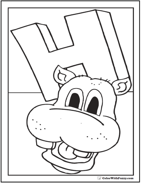 590x762 Hippo Coloring Pages H Is For Happy Hippo