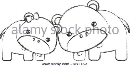 450x233 Vector Illustration Of Cartoon Hippos Stock Vector Art