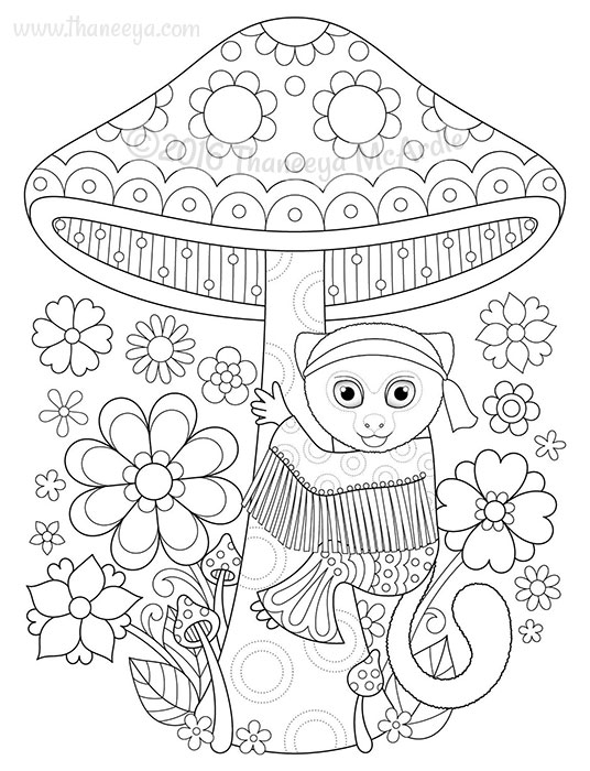 536x700 Hippie Animals Coloring Book By Thaneeya Mcardle