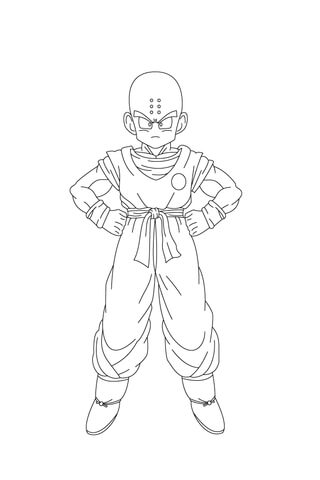 320x480 Kuririn Looks Scary With His Hands On His Hips Coloring Page