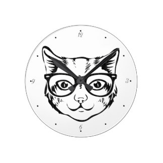 324x324 Hipster Glasses Wall Clocks Zazzle