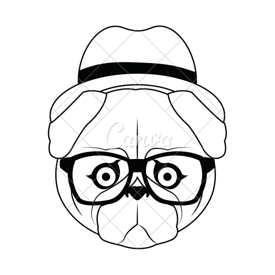 550x550 Pug With Hipster Style Design
