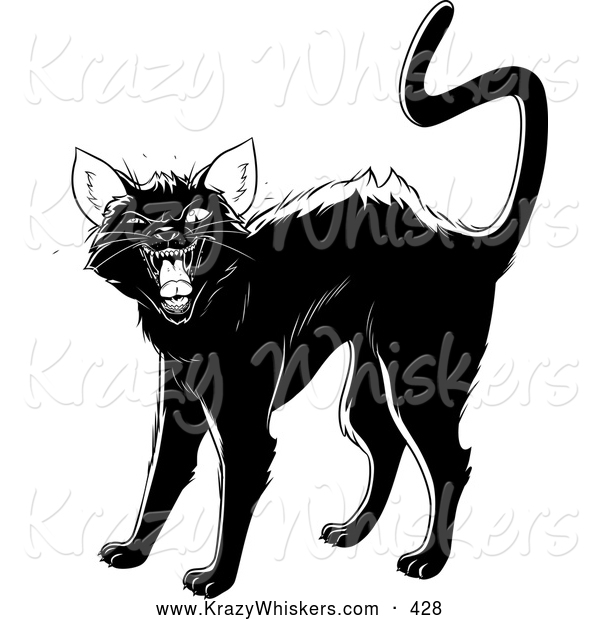 600x620 Critter Clipart Of An Evil Black Cat Arching Its Back, Twitching