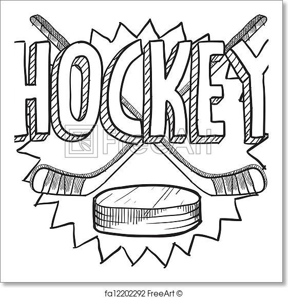 561x581 Free Art Print Of Hockey Sketch. Doodle Style Hockey Illustration