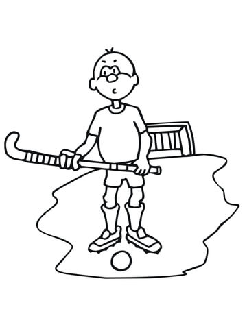 360x480 Boy With Field Hockey Stick And Ball Coloring Page Free