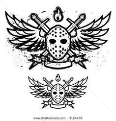 236x247 Skull And Cross Bones Hockey Stick