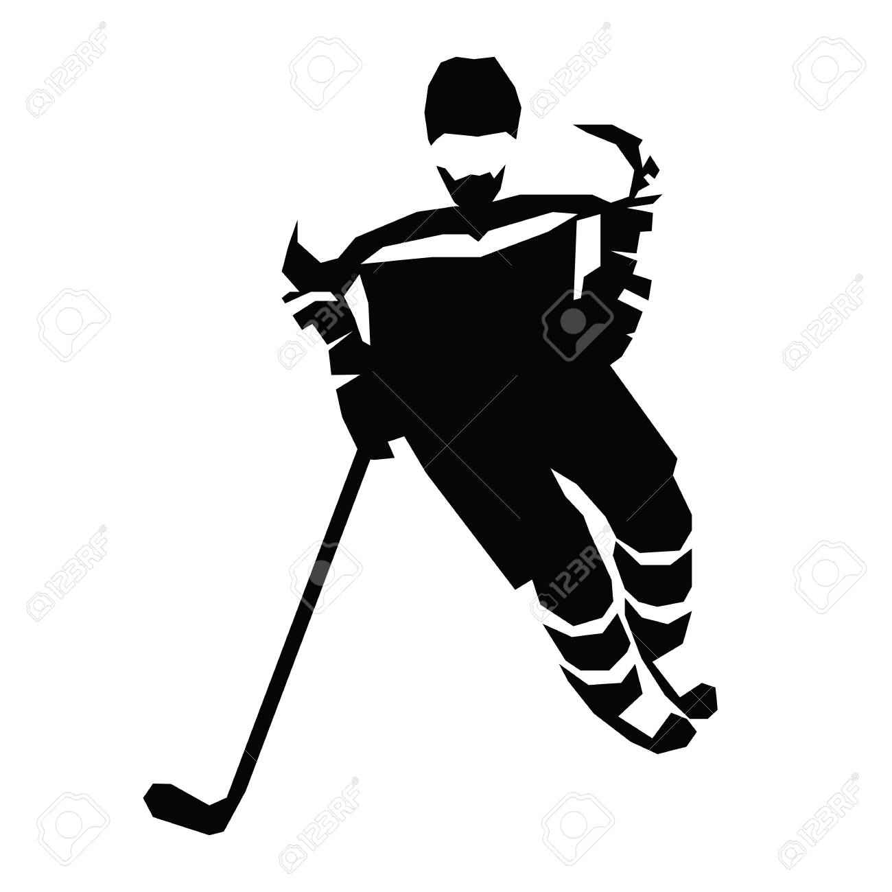 1300x1300 Ice Hockey Flat Vector Illustration. Hockey Player Silhouette