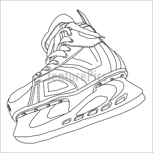 500x500 Men's Hockey Skates Drawn By Hand Illustration
