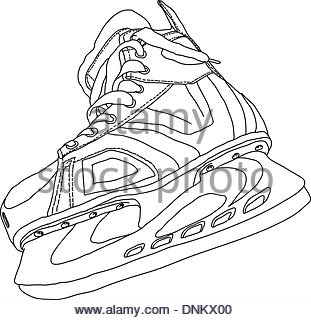 311x320 Men's Hockey Skates Drawn By Hand Stock Photo, Royalty Free Image